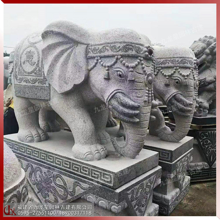 石雕寺庙大象图片