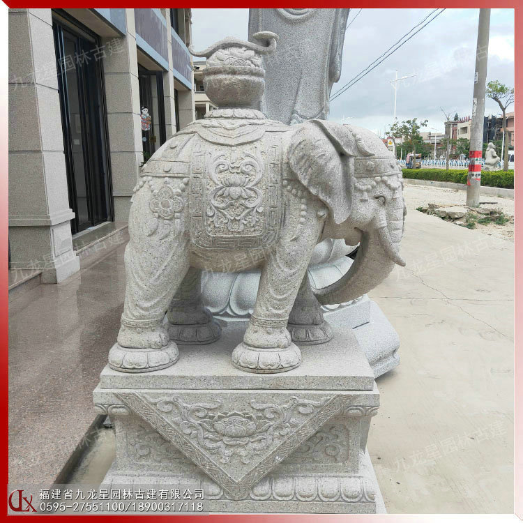 石雕寺庙大象图片
