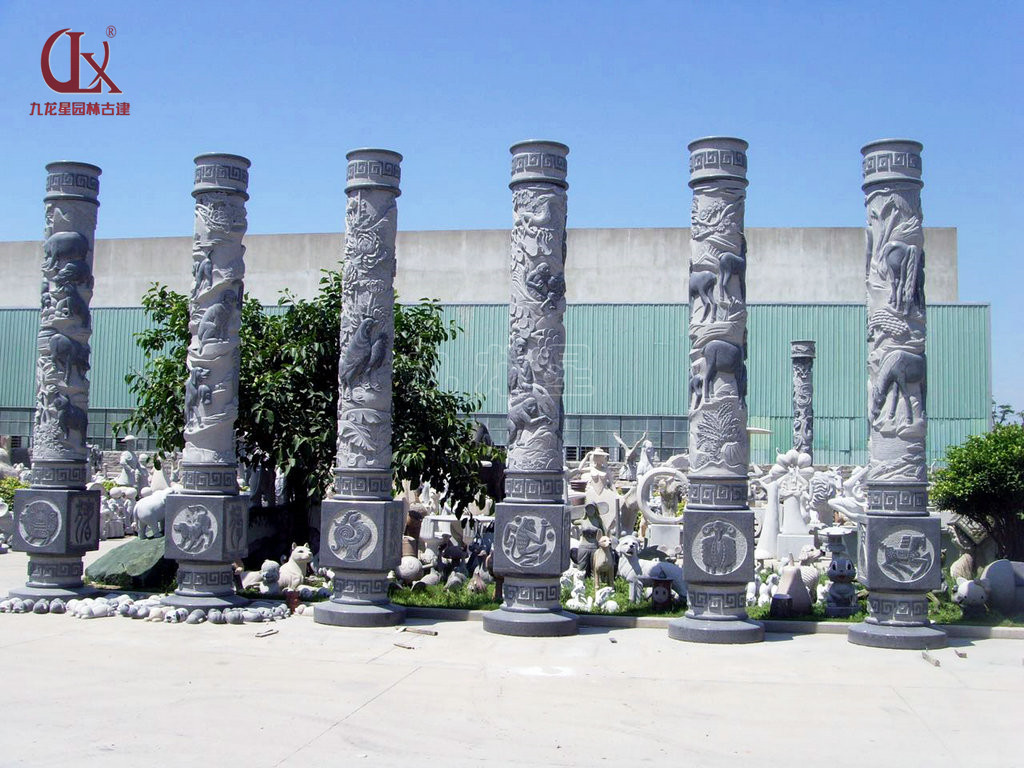 十二生肖石雕文化柱