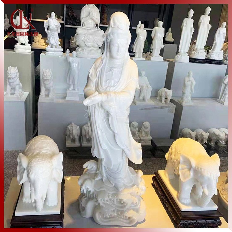汉白玉石雕滴水观音像图片