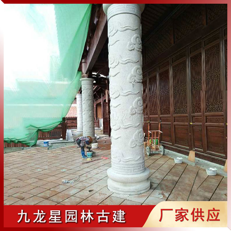 中式石材祥云柱图片